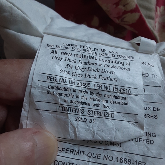 NAUTICA, Floral & Check, Cotton Cover w Buttons, Grey Down & Feather Thro Pillow - Picture 5 of 6